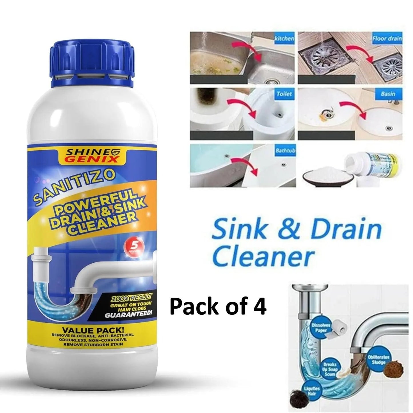 Powerful Drain & Sink Cleaner 100gms (Pack Of 4)